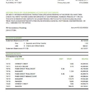 USA TD Bank excel pdf download template file