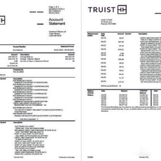 USA Truist Bank account statement Word and PDF template, 2 pages download template file