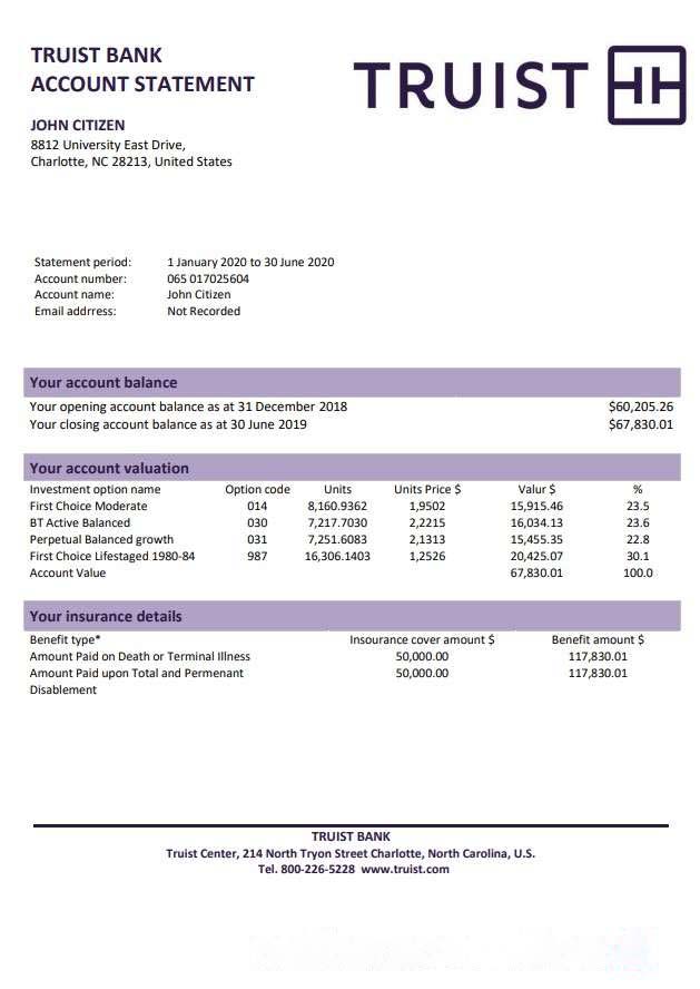 USA Truist bank st download template file