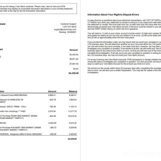 USA Varo bank statement 2 pages, version 2 download template file