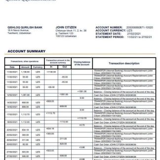 Uzbekistan Qishloq Qurilish Bank download template file