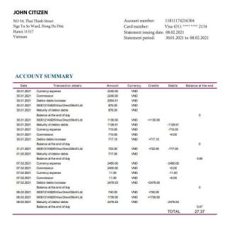 Vietnam Vietinbank download template file