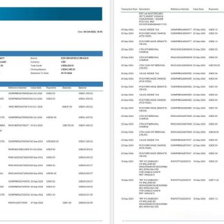 Zimbabwe Ecobank bank statement, 4 pages 1 download template file
