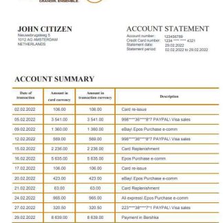 Benin Banque Atlantique bank statement template in Word and PDF format download template file