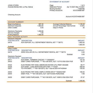 Bolivia banco de cr??dito de bolivia bank statement template in Word and PDF format download template file