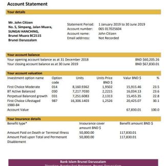 Brunei Bank Islam Brunei Darussalam bank statement template in Word and PDF format download template file