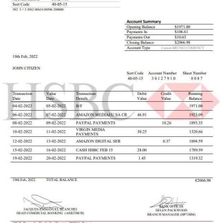 Brunei HSBC bank statement download template file