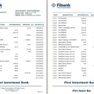 Bulgaria Fibank (First Investment Bank) bank st 1 2 download template file