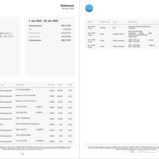 Bulgaria iCard statement 2 pages download template file