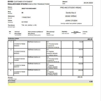 Bulgaria Raiffeisen bank statement version 2 download template file