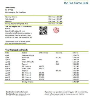 Burkina Faso Ecobank bank statement download template file