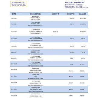 Burundi Finbank statement template, Word and PDF format download template file