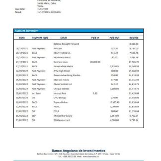 Cabo Verde Banco Africano de Investimentos bank statement download template file
