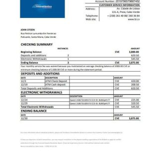 Cabo Verde Banco Inter Atlantico bank statement Excel and PDF template (AutoSum) download template file