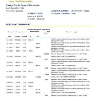 Cambodia Foreign Trade Bank of Cambodia excel download template file