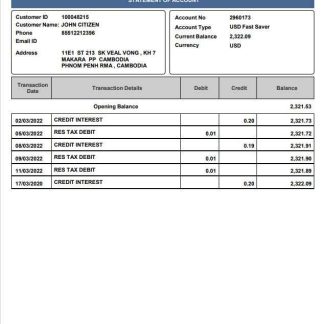 Cambodia J Trust Royal bank statement download template file