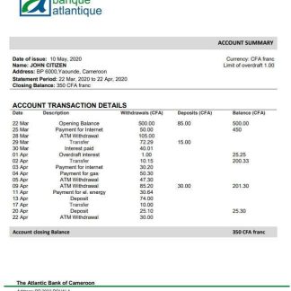 Cameroon The Atlantic Bank of Cameroon 5 download template file
