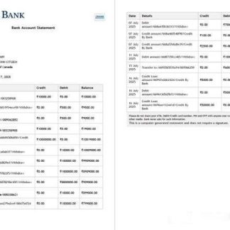Canada Home bank of Canada account statement Word and PDF template, 2 pages download template file