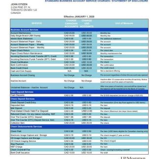 Canada JP Morgan Chase download template file