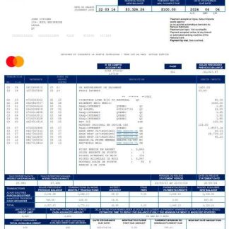 Canada National bank of Canada bank statement Word and PDF template download template file