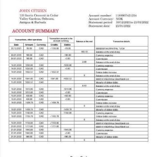 Canada Rogers bank statement download template file