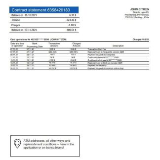Chile Banco Bice bank statement download template file