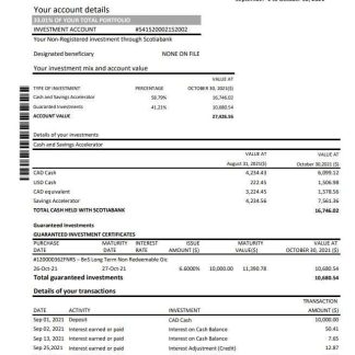 Chile Scotiabank bank statement easy to fill template in Excel and PDF format download template file