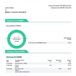 China ZA Bank account statement Word and PDF template download template file