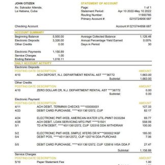 Cuba Banco Central de Cuba bank statement xls download template file