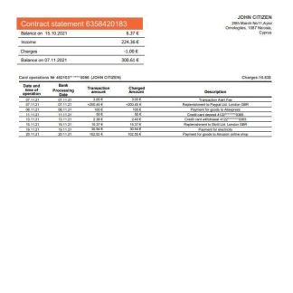 Cyprus Ancoria bank statement download template file