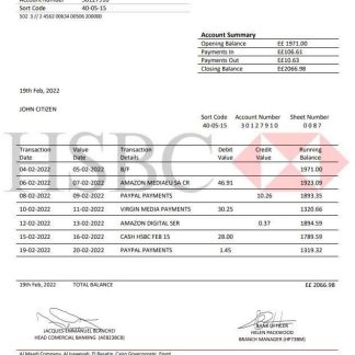 Egypt HSBC bank proof of address statement download template file