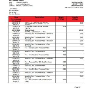 Equatorial Guinea CCEI Bank proof of address statement template download template file