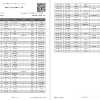 France France National Center for Postal Checks CCP account statement Word and PDF template download template file