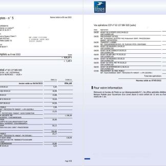 France La Banque postale bank statement 3 pages download template file