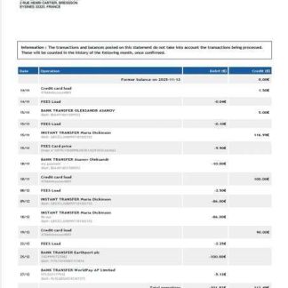 France Sogexia Bank account statement Word and PDF template download template file