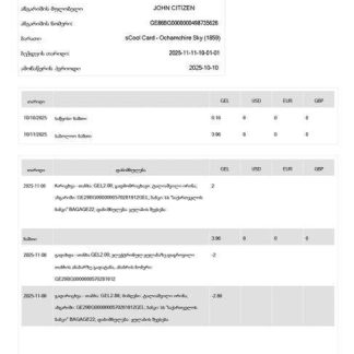 Georgia Bank of Georgia account statement Word and PDF template download template file