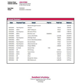 Georgia Basis Bank statement download template file