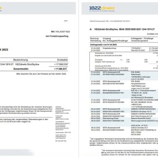 Germany 1822direkt bank statement on Dautsch, 6 pages download template file