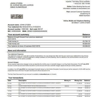 Germany Aschheim Wirecard bank statement download template file