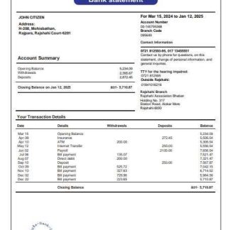 Germany Dutch bank statement 3 ?C 6 months Word and PDF example download template file