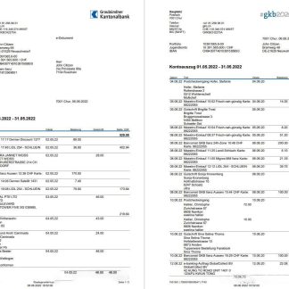 Germany Graubundner Kantonalbank statement on Deutsch, 4 pages download template file