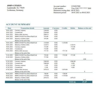 Germany N26 bank Excel download template file