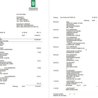 Germany Oldenburgische bank statement on Deutsch, 3 pages download template file