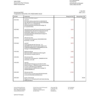 Germany Sparkasse Miltenburg Obernburg bank statement Word and PDF template download template file