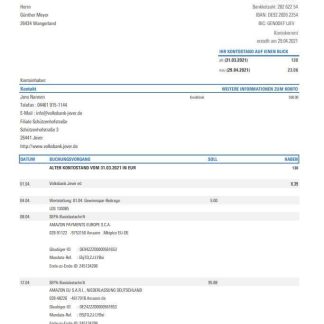 Germany Volksbank Jever excel pdf download template file