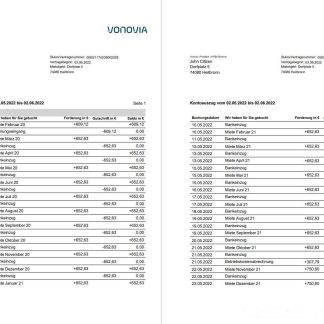 Germany Vonovia statement on deutsch, 3 pages download template file