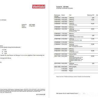 Germany Weltbild bank statement 2 pages download template file