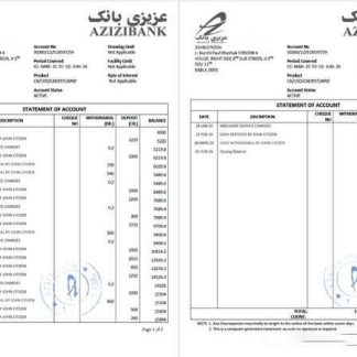 Afghanistan Ghazanfar Bank account statement Word and PDF template download template file