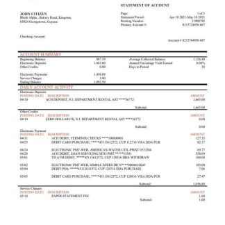 Guyana Bank of Baroda statement download template file