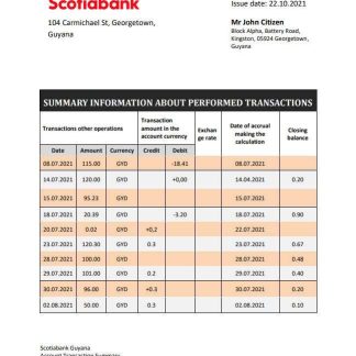 Guyana Bank of Nova Scotia statement download template file